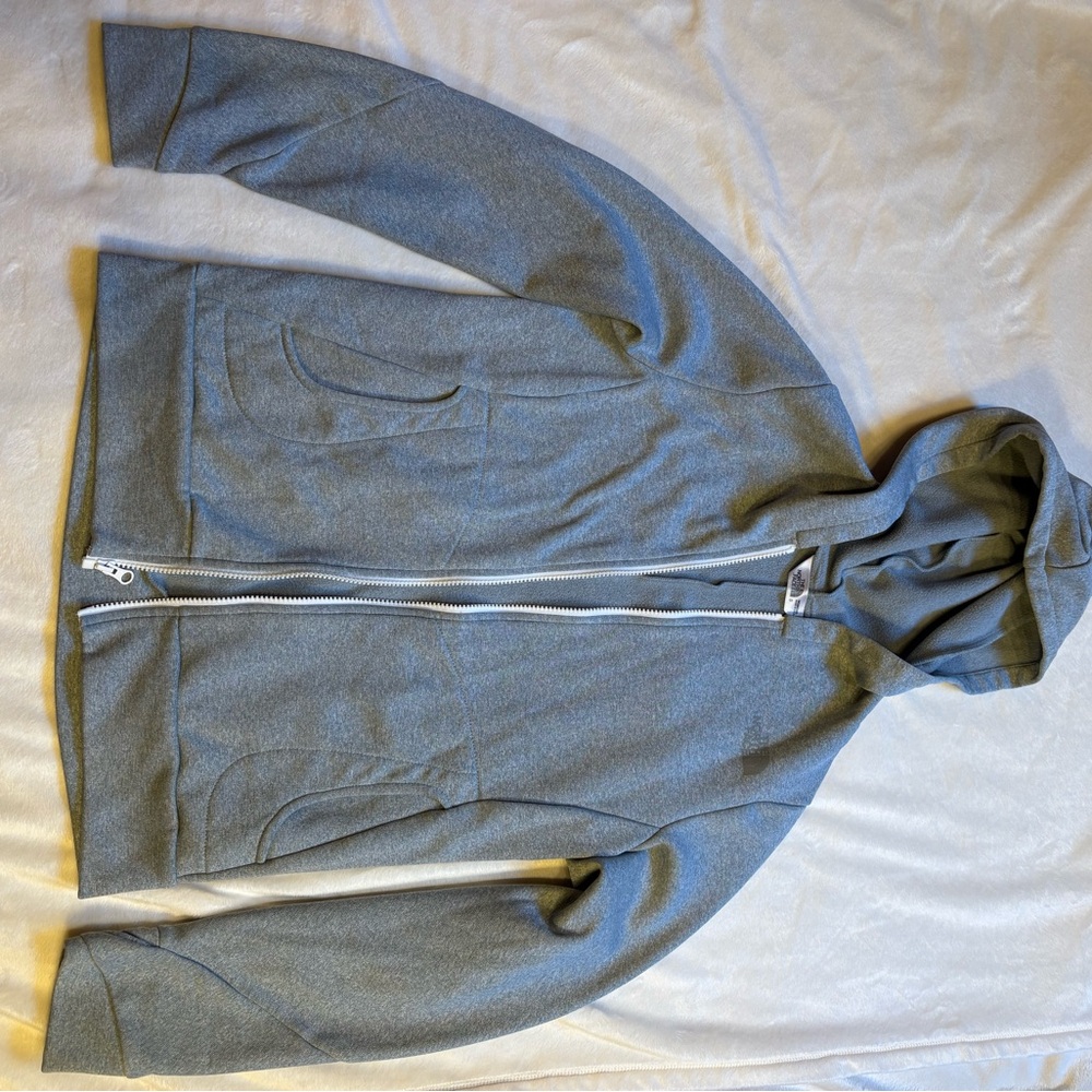 The North Face Gray Fleece Jacket with red graphic. Women’s small